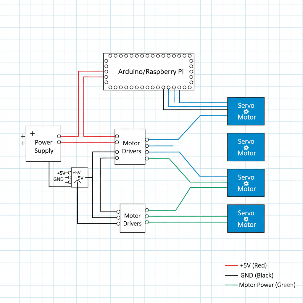 electronic wiring of a basic DIY extendable robotic arm