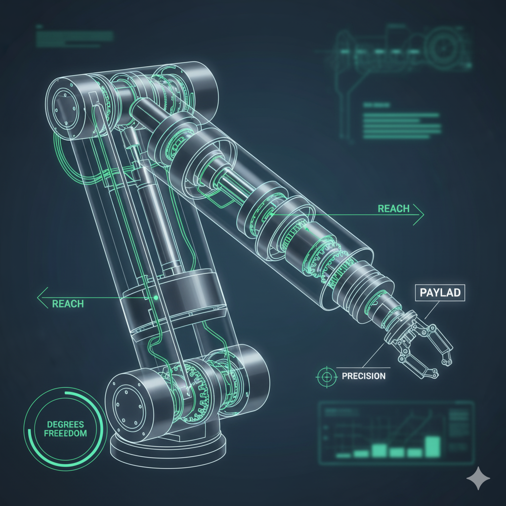 transparent view of an extendable robotic arm
