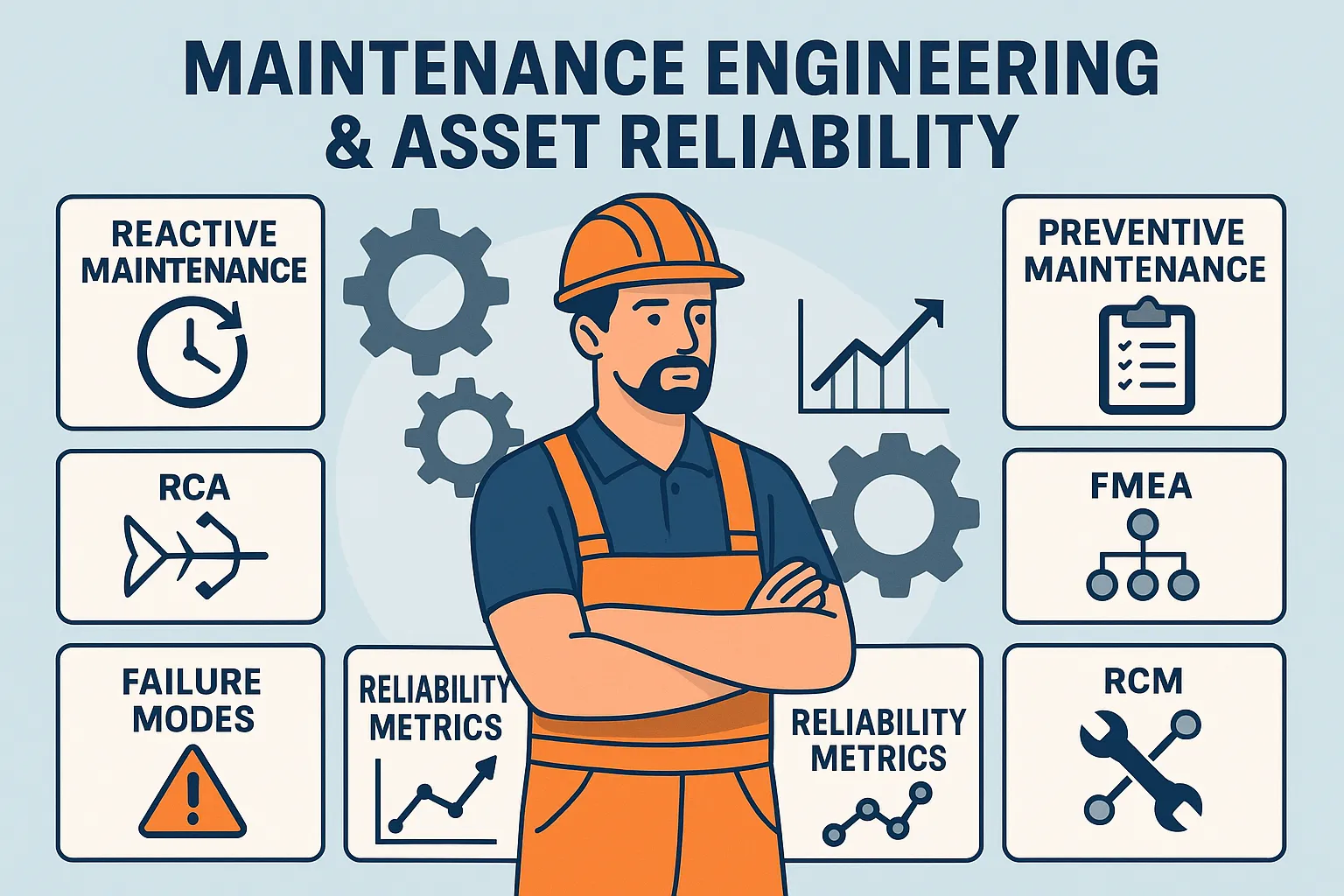 Maintenance Engineering & Asset Reliability: Maintenance Types, Reliability Metrics, Failure Modes, RCA, FMEA, TPM, RCM & Industrial Maintenance Strategies