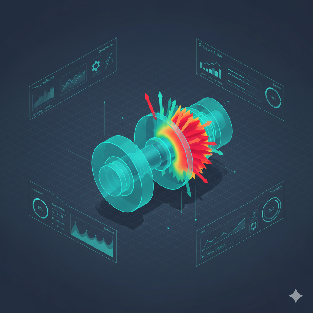 digital prototype being subjected to virtual stress analysis