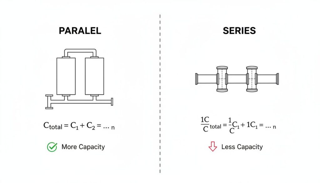 Hydraulic Capacitance in Series and Parallel Hydraulic Capacitance