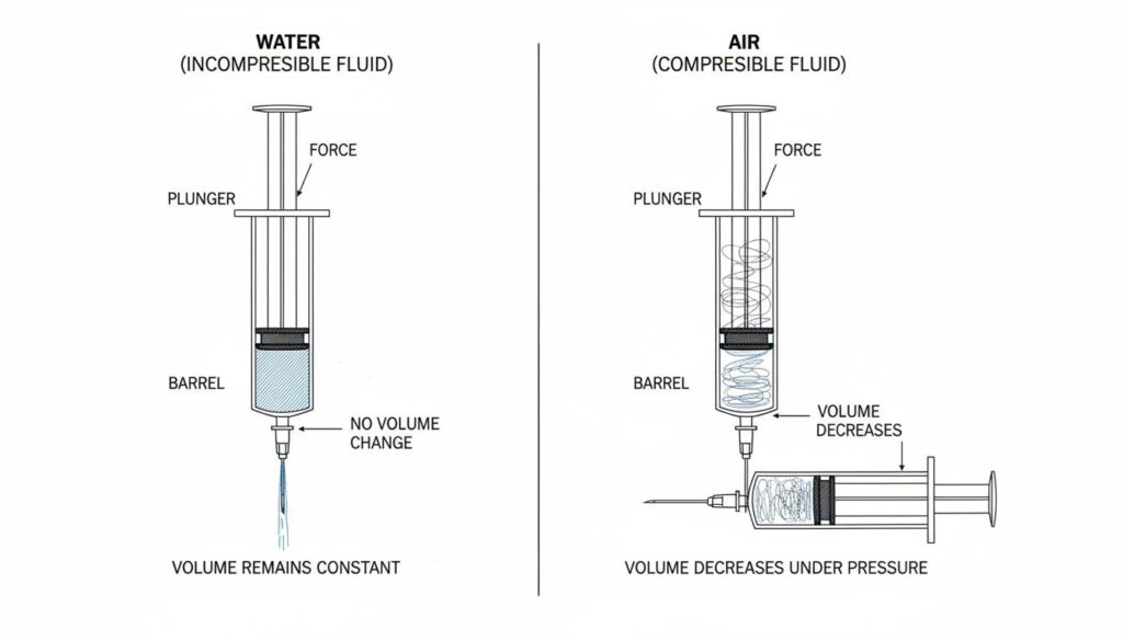 syringe filled with water vs a syringe filled with air