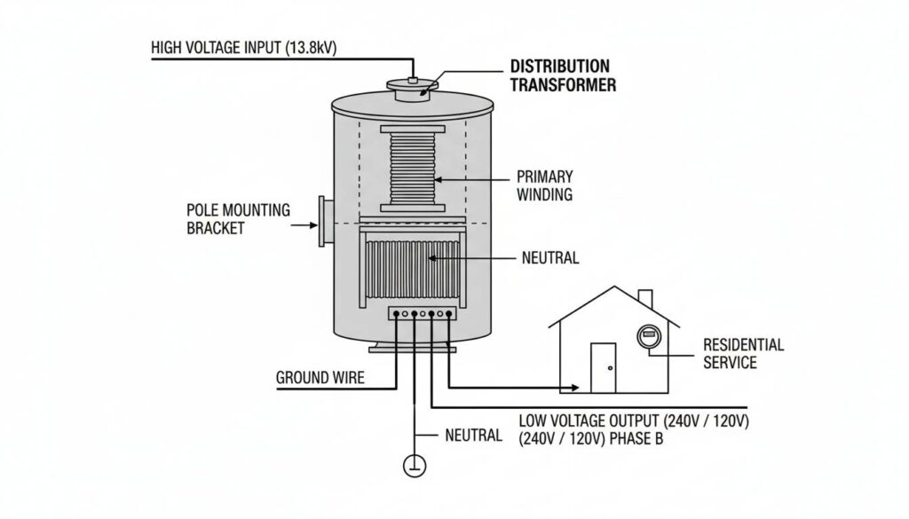 pole-mounted distribution transformer